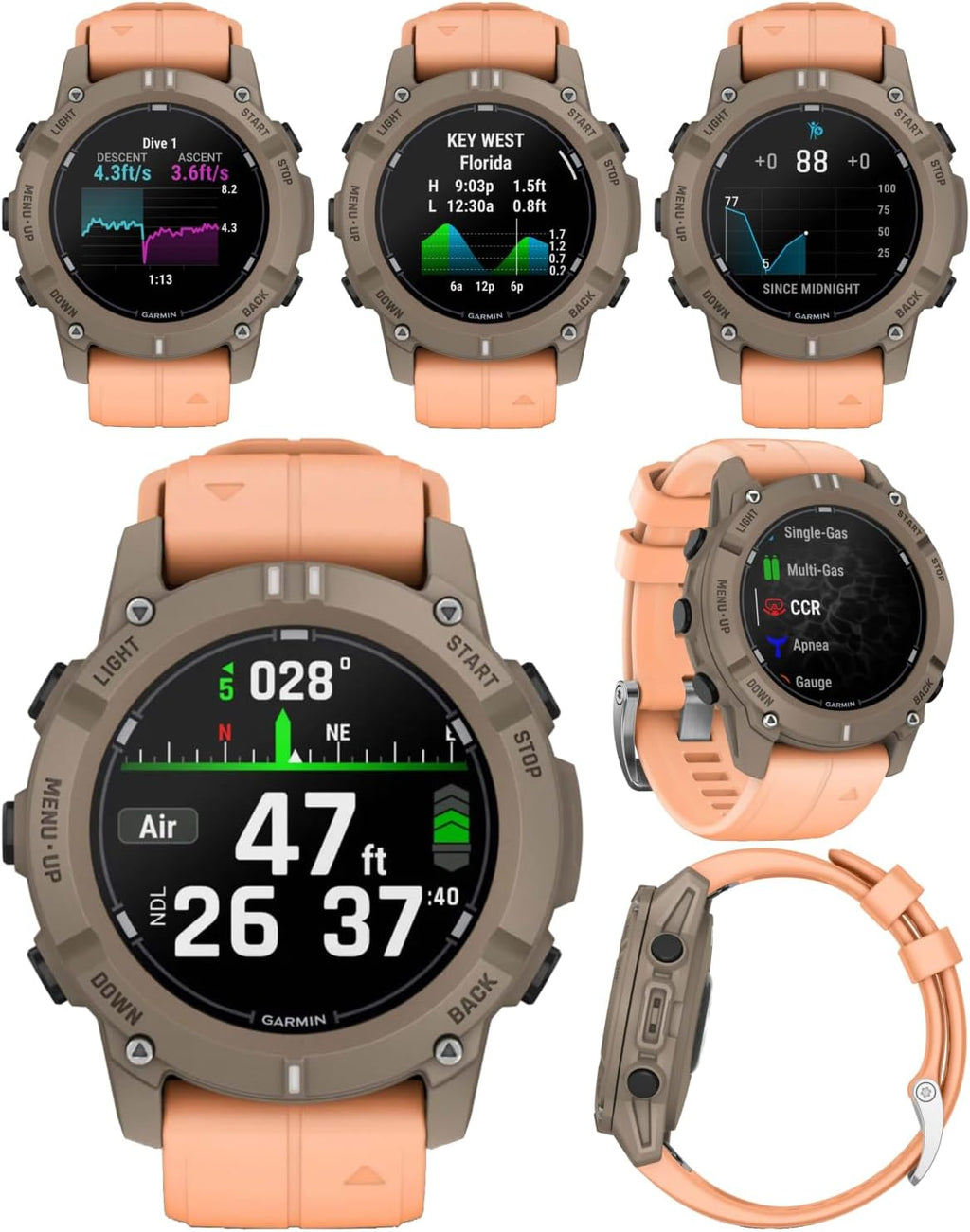Garmin Descent G2 Watch-Style Dive Computer Smartwatch, Diving Paloma with Shell Pink Band, AMOLED Display, Diving PowerBank Bundle