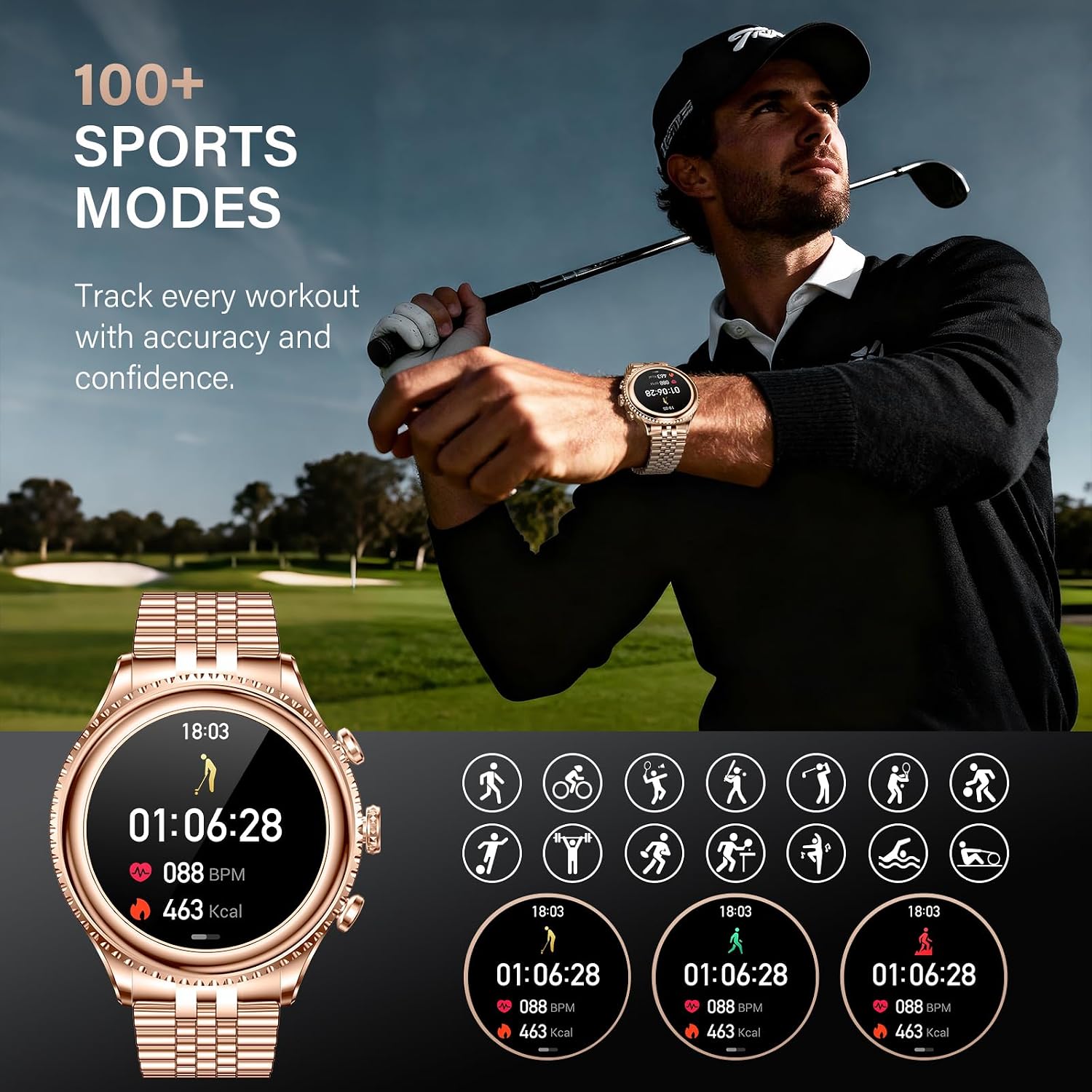 2026 Luxury Smart Watch for Men, Rotating Dial (Axe-Cut Bezel) Smartwatch, 1.32' AMOLED Display, Heart Rate, Blood Pressure, SpO2, Sleep Monitor, Stainless Steel Build, Compatible Android and iOS