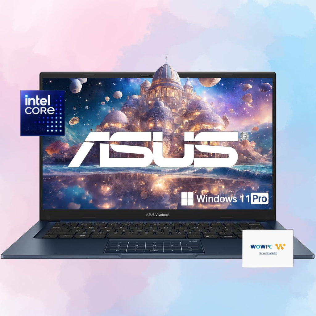 ASUS VivoBook Laptop | 24GB RAM | 512GB PCIe SSD Storage | 14' FHD Display | Intel 12th Generation 6 Core Processor | Bluetooth | HDMI | Thin & Light | Windows 11 Pro | w/WOWPC Recovery USB