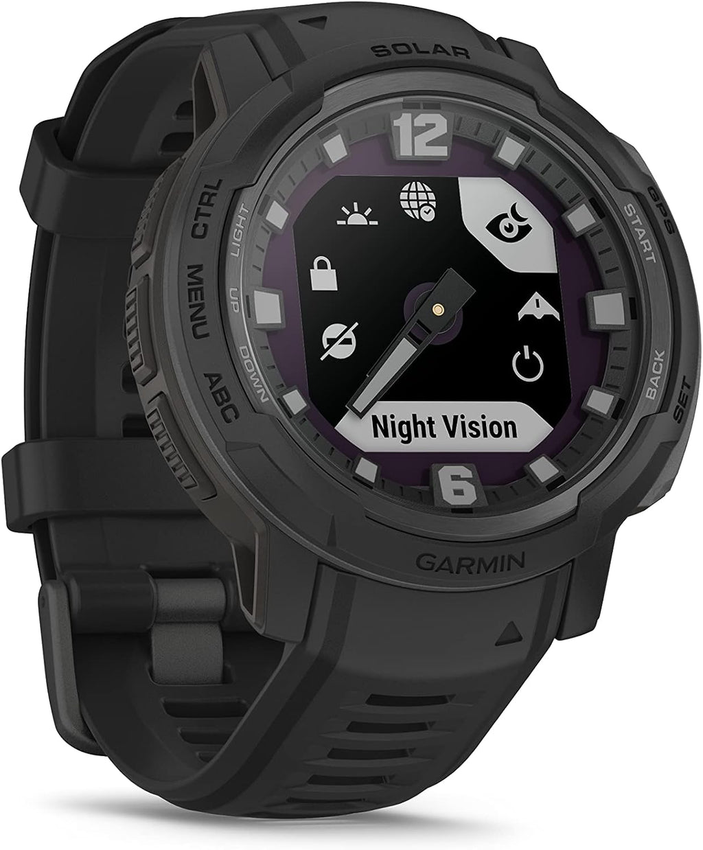 Garmin Instinct Crossover Solar Tactical, Rugged Hybrid Multisport GPS Smartwatch, Graphite | Heart Rate Monitor, Analog Hands, Digital Display, Up to 28 Day Battery Life w/Signature Charging Bundle