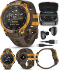 Garmin Instinct Crossover 1.2' AMOLED Sapphire Rugged Hybrid GPS Smartwatch, Analog Hands, Health & Wellness Monitoring, Sleep Tracking, Charcoal Black Earbuds Bundle