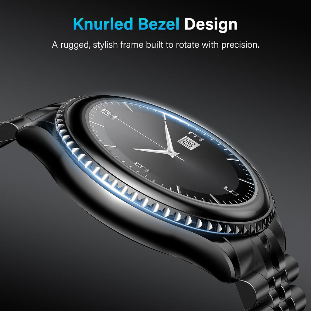 2026 Rotating Bezel Smart Watch for Men with Bluetooth Call, Heart Rate, Blood Pressure, SpO2, Sleep Monitor, Waterproof Round Watch with Encoder Knob, 1.32' AMOLED Display, Compatible Android and iOS