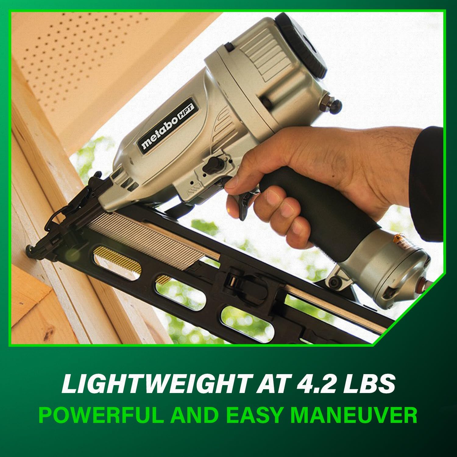 Metabo HPT Finish Nailer with Air Duster, Pro-Preferred Pneumatic Power Nailer for Crown Moldings, Base Moldings, and More, Selective Actuation, 15 Gauge Angled, 1-1/4″ to 2-1/2″ Finish Nails, NT65MA4