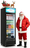 BODEGA COOLER 9 Cu. Ft Commercial Merchandiser Refrigerator with Glass Door & LED Light | Energy-Saving Beverage Display refrigerator, 32°F-50°F Temp, 4 Adjustable Shelves, Lock for Office/Bar/Kitchen