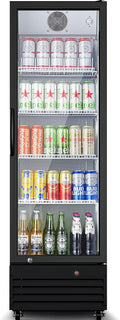 BODEGACOOLER 12.5 Cu.Ft Commercial Beverage Refrigerator with Glass Door,Commercial Drink Refrigerator,Upright Large Display Merchandiser Beverage Bar Cooler with Soft LED Light,Adjustable Shelves