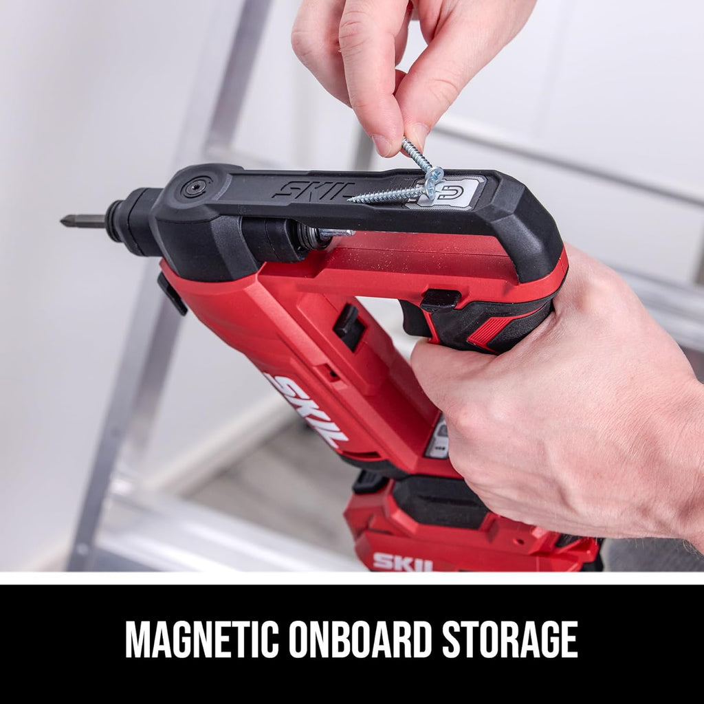 SKIL PWR CORE 20 Brushless 20V Flip Drill Driver Kit with Double Collect Flip Head, Torque Settings & Magnetic On-board Storage, Includes 2.0 Ah USB-C Battery and Charger - DL6300D-12