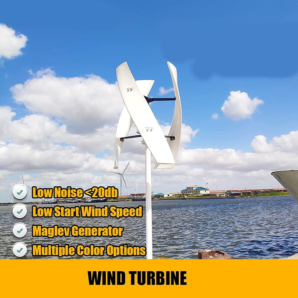 1000W Home Wind Turbine Kit,220V 12V 24V 48V Wind Turbine with MPPT Controller 3 Blades Portable Solar Generator for Household Use(White)