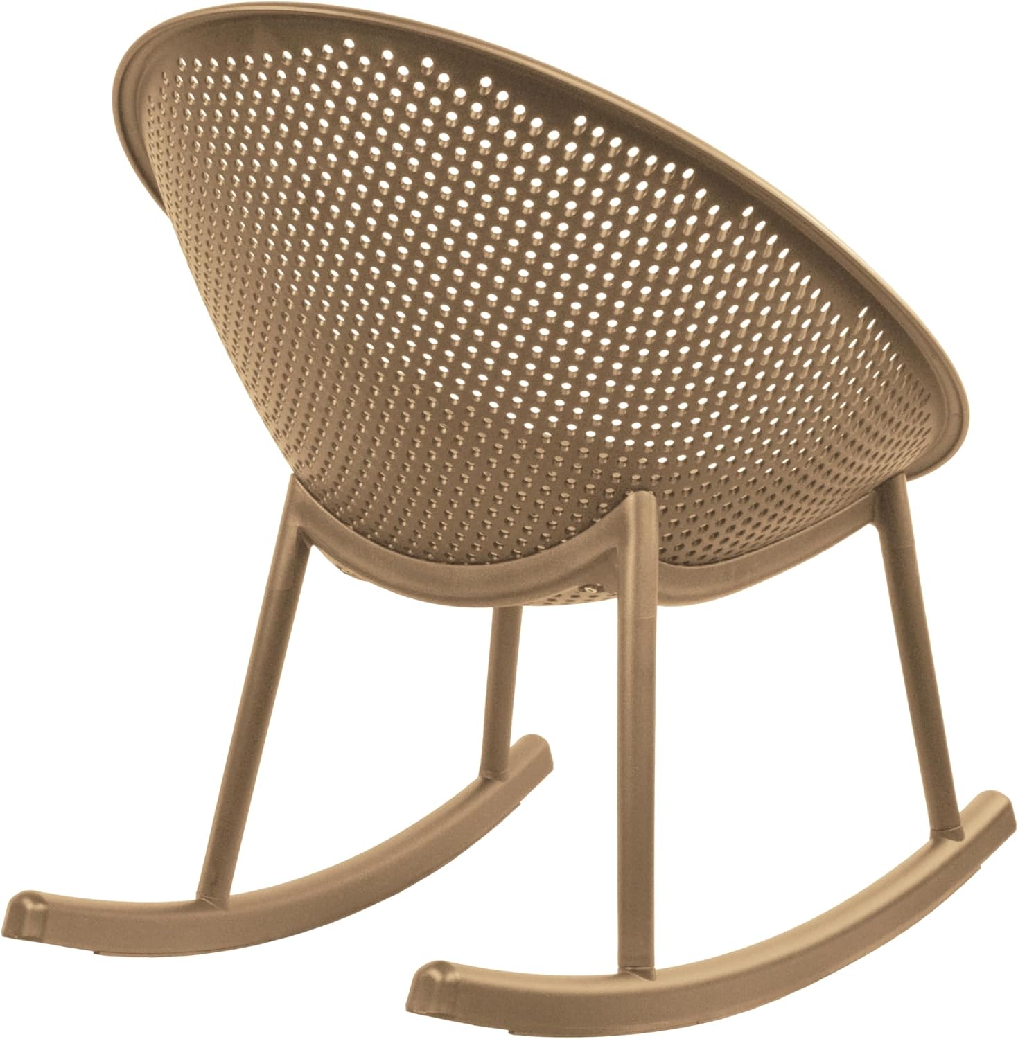 2xhome Patio Rocking Chair | Oval Egg Shaped Lounge Rocker | All Weather Plastic | Modern Accent Side Chair for Indoor or Outdoor Use, Beige, Single, Set of 1