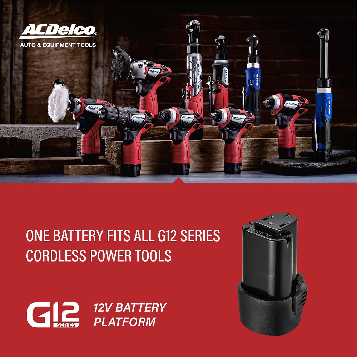 ACDelco ARW1218-K18 G12 Series 12V Li-ion Cordless 3/8' Extended Rachet Wrench & ¼' Ratchet Wrench Combo Tool Kit