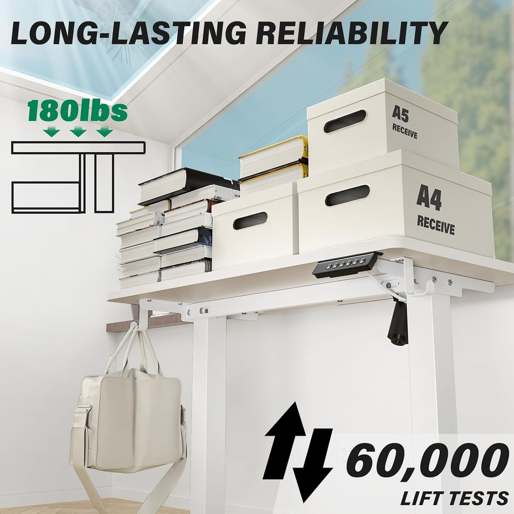 Kingant Standing Desk Height Adjustable Small Electric Stand Up Desks [40 x 24 Inch] - Ergonomic Sit Stand Desk Rising Desks for Home Office Computer Desk Workstation with Cable Management