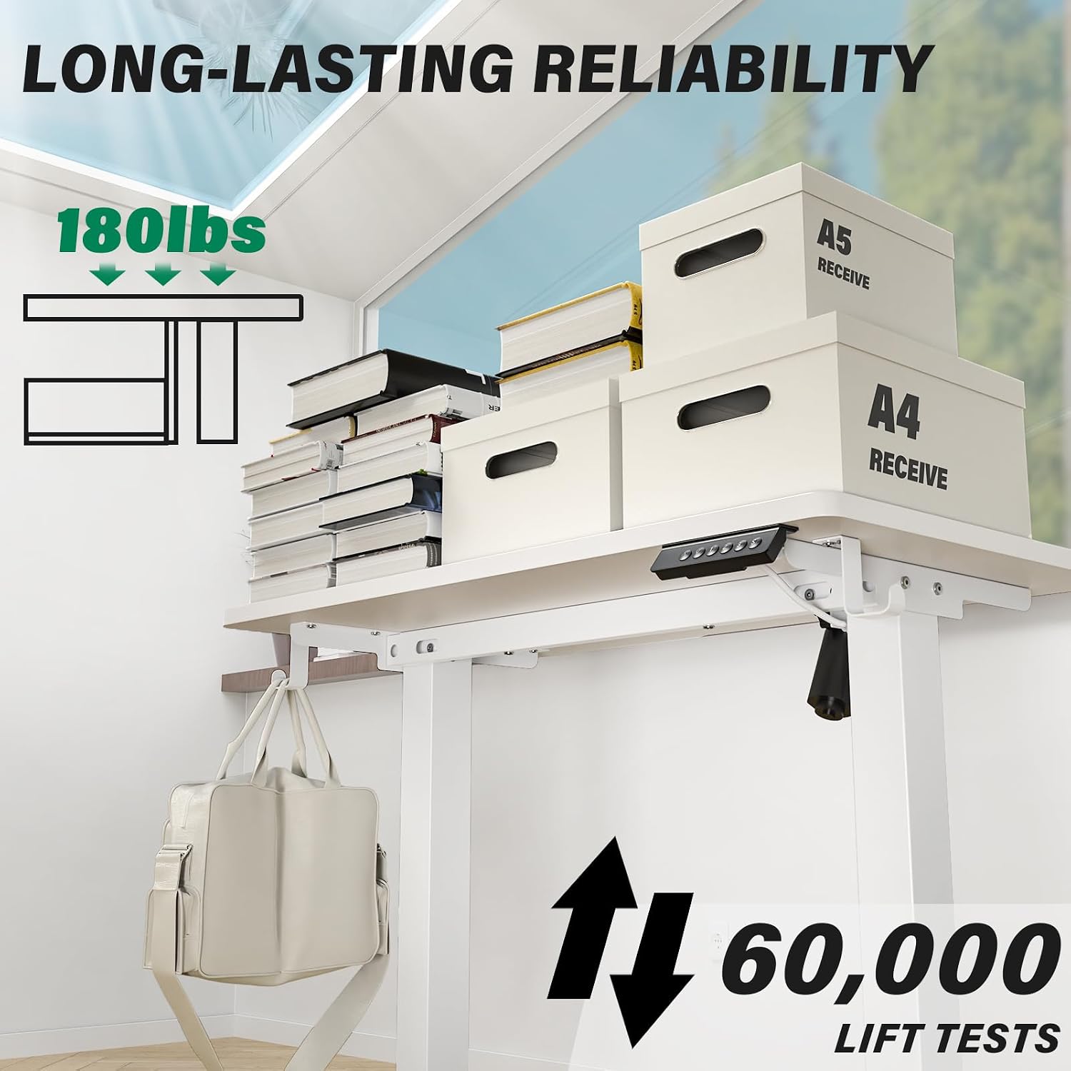 Kingant Standing Desk Height Adjustable Small Electric Stand Up Desks [40 x 24 Inch] - Ergonomic Sit Stand Desk Rising Desks for Home Office Computer Desk Workstation with Cable Management
