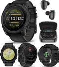 Garmin Tactix 8, 51mm AMOLED Display, Titanium Bezel, Sapphire Lens, Premium Tactical GPS Smartwatch, Includes Applied Ballistics Ultralight Solver, 40M Dive Rating w/Wearable4U Black Earbuds Bundle