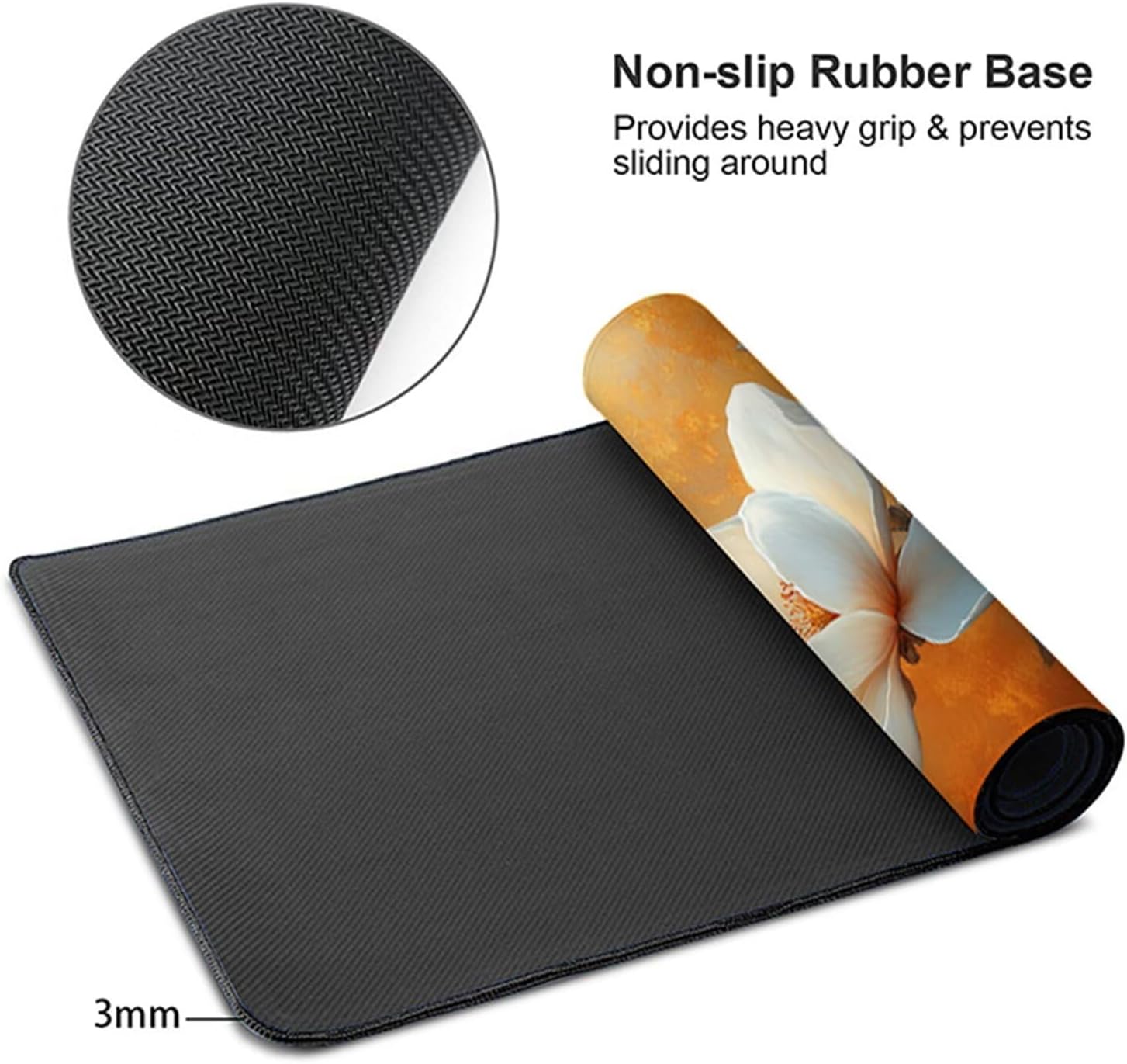 Flower Gaming Mouse Pad, Mouse Pad 60x32in, Large Desk Mat with Non-Slip Rubber Base, Office Desk Accessories, Large Extended Gaming Keyboard Mat, Big Mousepad for Computer Gamer Office, Orange 5-2703