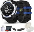 Garmin Instinct 3 Solar Rugged GPS Smartwatch, 50 mm Case, Unlimited Battery with Solar Charging, Multi-Band GPS, Built-in Flashlight, Whitestone with Black/Bolt Blue Band (Supernova Collection)
