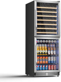 Tylza Beverage Refrigerator 24 Inch, 190 Can Built-in/Freestanding Beverage Cooler Fridge with Glass Door and Advanced Cooling Compressor for Beer and Soda or Wine, Low Noise, 37-64 F, Black