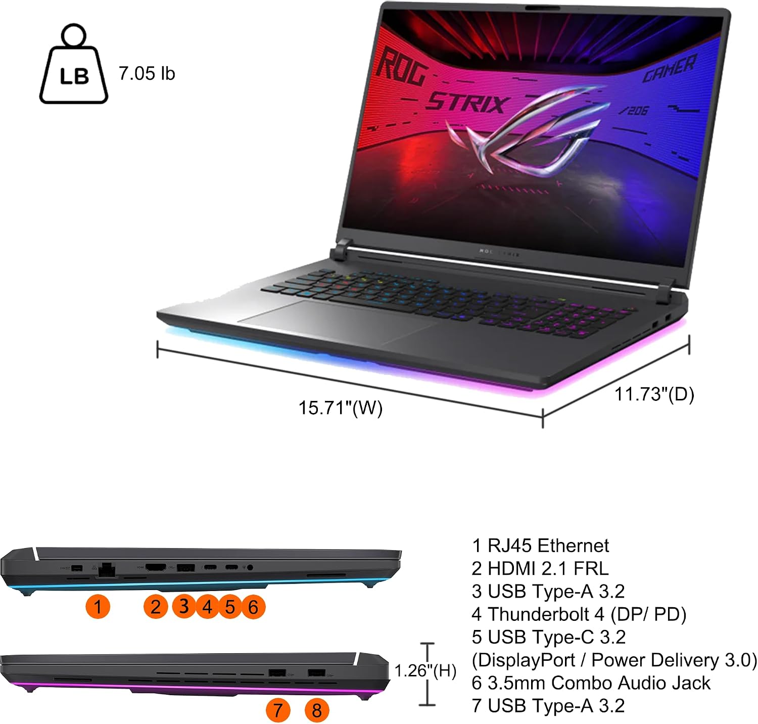 ASUS ROG Strix G18 G815 Gaming AI PC Laptop 18' 2.5k (2560x1600) 240Hz (100% DCI-P3, 3ms) Intel 24-core Ultra 9 275HX 32GB RAM 1TB SSD GeForce RTX 5060 RGB Backlit Wi-Fi7 Win11Pro ICP Hub