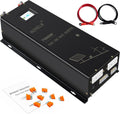 WZRELB 7000W Split Phase Pure Sine Wave Inverter, 48V DC to 120V/240V AC, 4 AC Outlets, Hardwire Terminal, High Efficiency up to 91.6%, Black