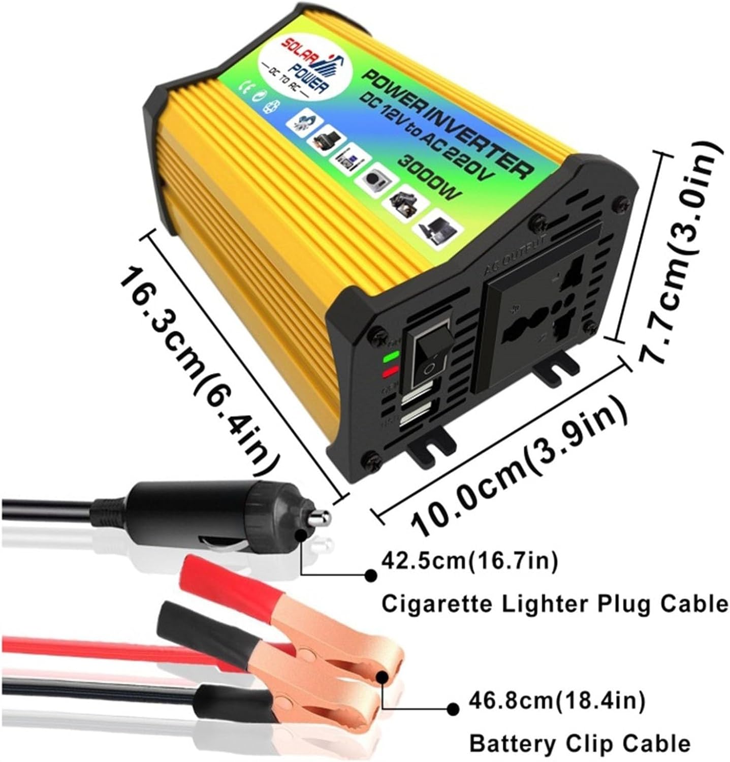 3000W Solar Panel Kit with 50A Controller & 50W 12V Solar Panel, 12V to 110V/220V Inverter, Home Solar Generator System for Off-Grid Power (Yellow)