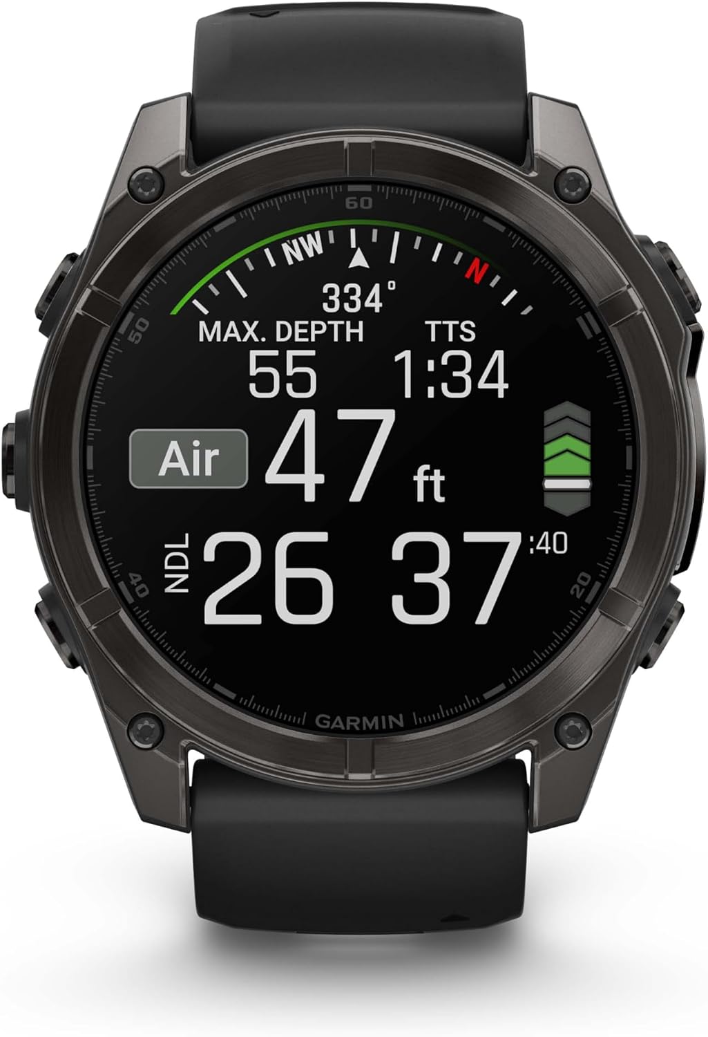 Garmin Fenix 8 51 mm, AMOLED Multisport GPS Smartwatch, Sapphire, Carbon Gray DLC Titanium with Black/Pebble Gray Silicone, Built-in LED Flashlight, Voice Control Power Bank Bundle