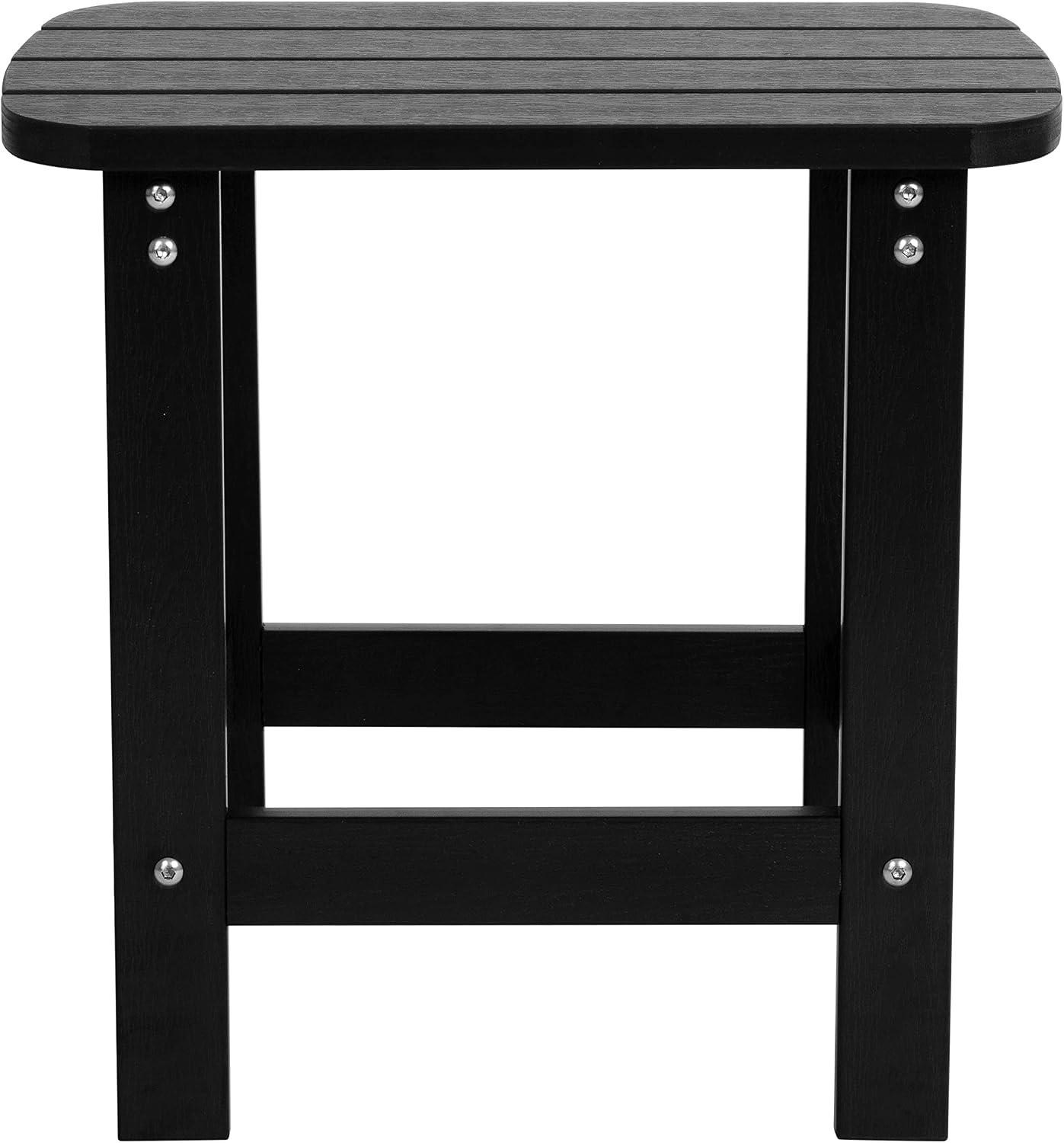 Flash Furniture Set of 4 Savannah Adirondack Rocking Chairs - Commercial Grade All-Weather Black Poly Resin Wood - Matching Side Table