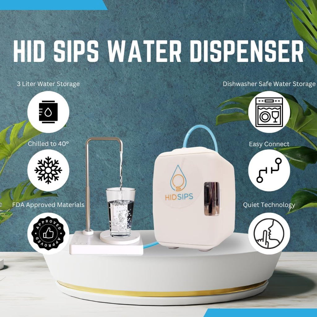 Desktop Water Dispenser with 4L Mini Fridge | Bedside or Desktop Water Cooler with Dishwasher-Safe Reservoir | Filtered or Beverage-Ready Hydration System (V2 Edition – No Filter, White)