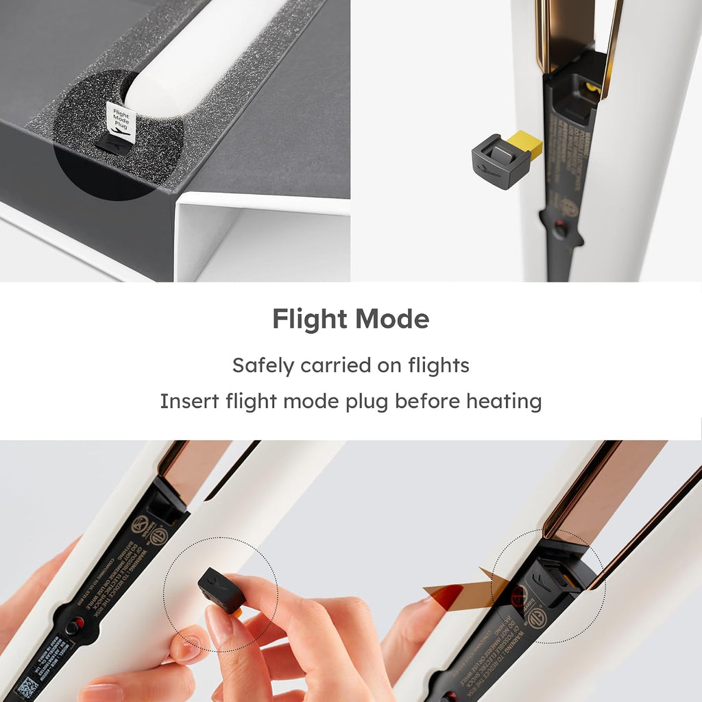 Aesty Dual Heater Titanium Flat Iron w/Charging Cradle - Professional Cordless Styler, Wireless Premium Straightener, Portable Tool for All Hair Types, 1-Pass Styling, Straightening and Curling