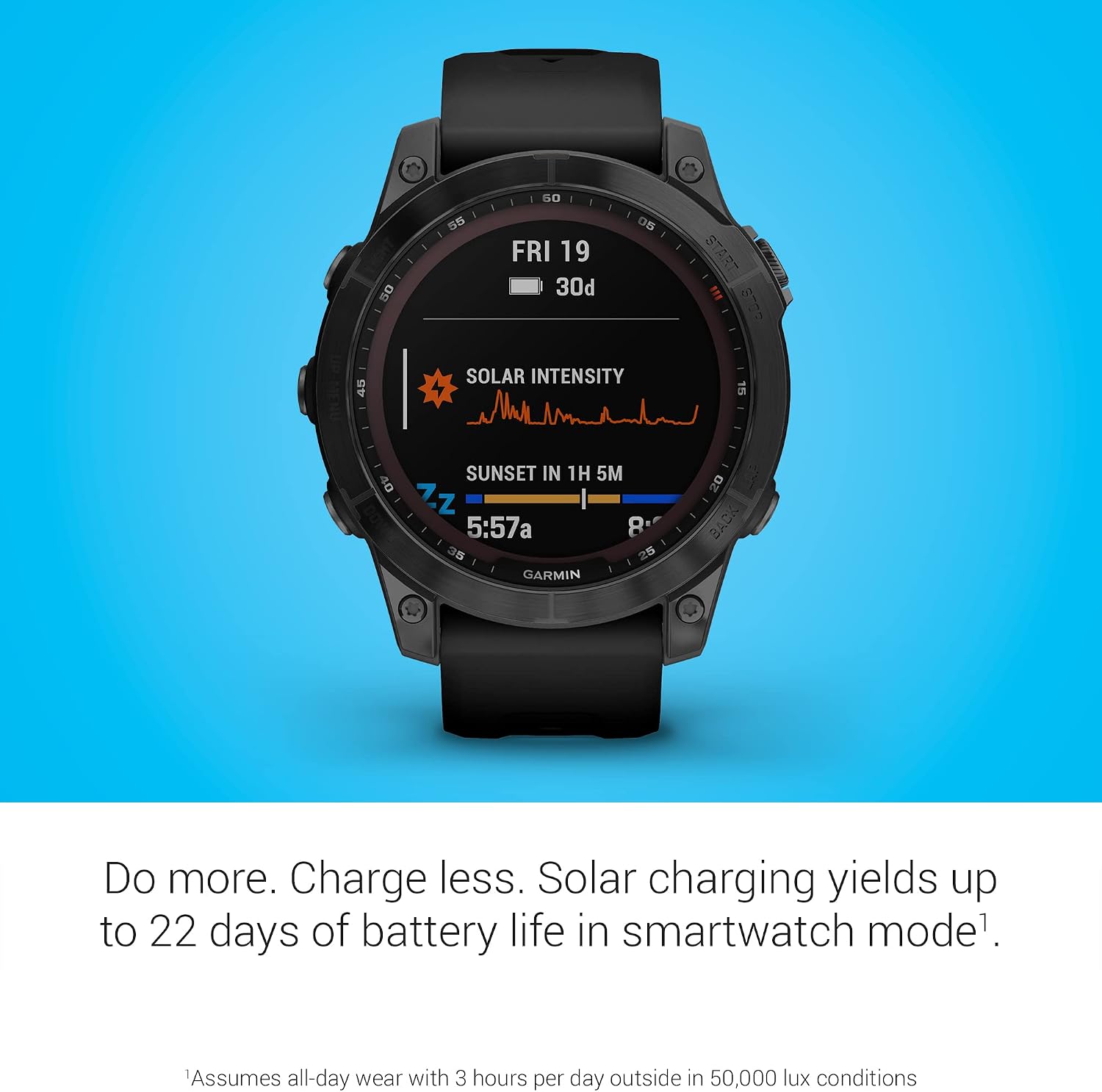 Garmin Fenix 7 Sapphire Solar, Smartwatch, with Solar Charging Capabilities, Rugged Outdoor Watch with GPS, Touchscreen, Wellness Features, Carbon Gray DLC Titanium with Black Band (Renewed)