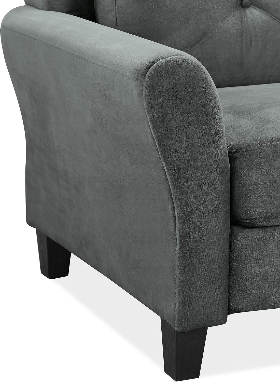 Studio Living Harrington 80.3' Sofa, Transitional Modern, Pocket Coil Comfort, Easy Assembly, Microfiber Fabric, Dark Grey