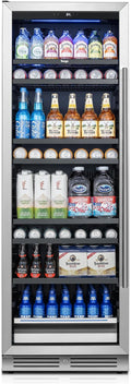 Beverage Refrigerator 24 inch -378 Cans Capacity Beverage Cooler, Upgraded Beverage Refrigerator Freestanding or Built-In, Drink Cooler for Soda, Water, Beer or Wine - For Kitchen, Bar or Office