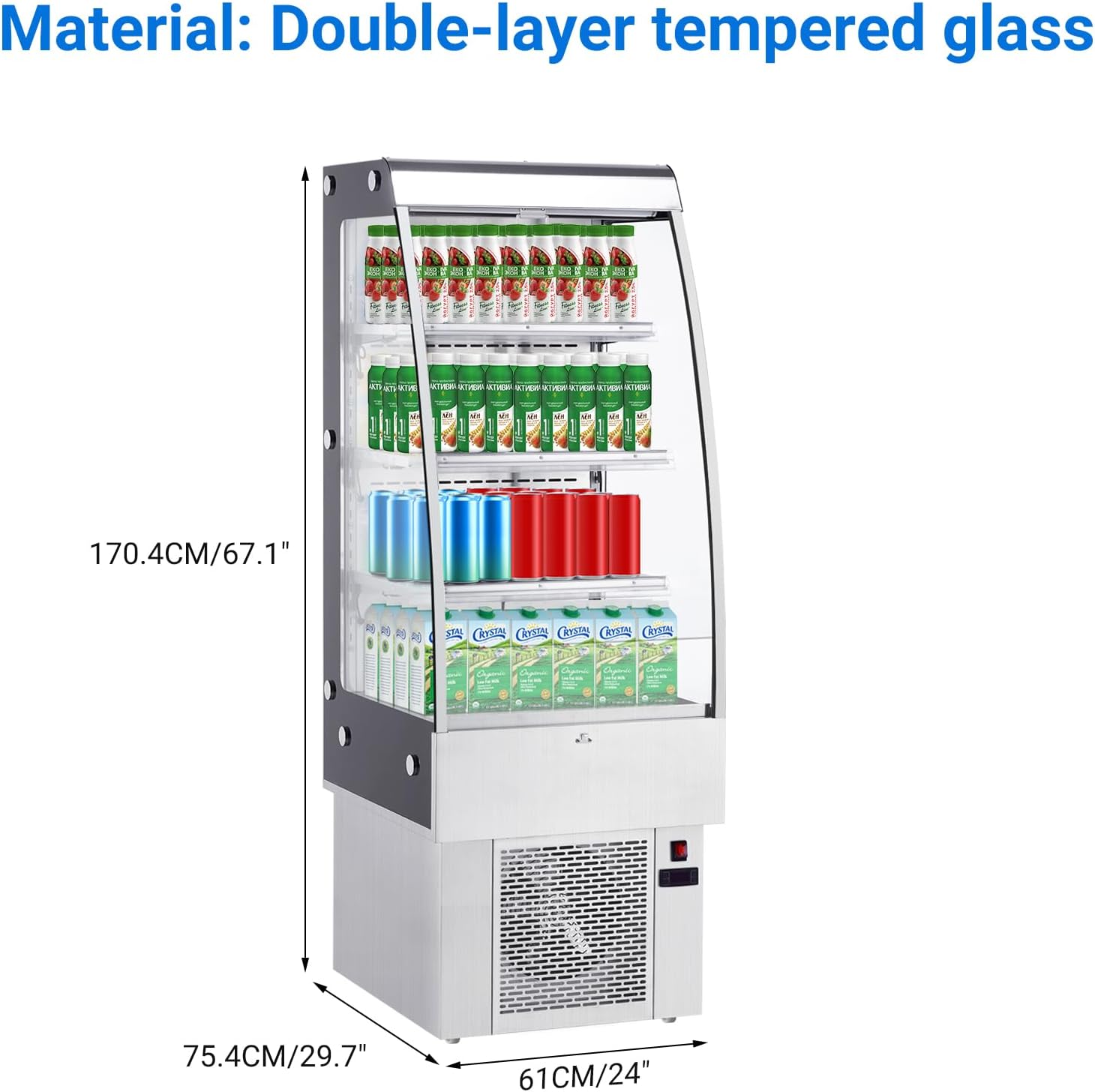 IDEALHOUSE 8.8 Cu.Ft Countertop Commercial Refrigerator Display，Glass Door Cake Fridge，LED Lighting,Adjustable Shelves，White Pastry Cooler