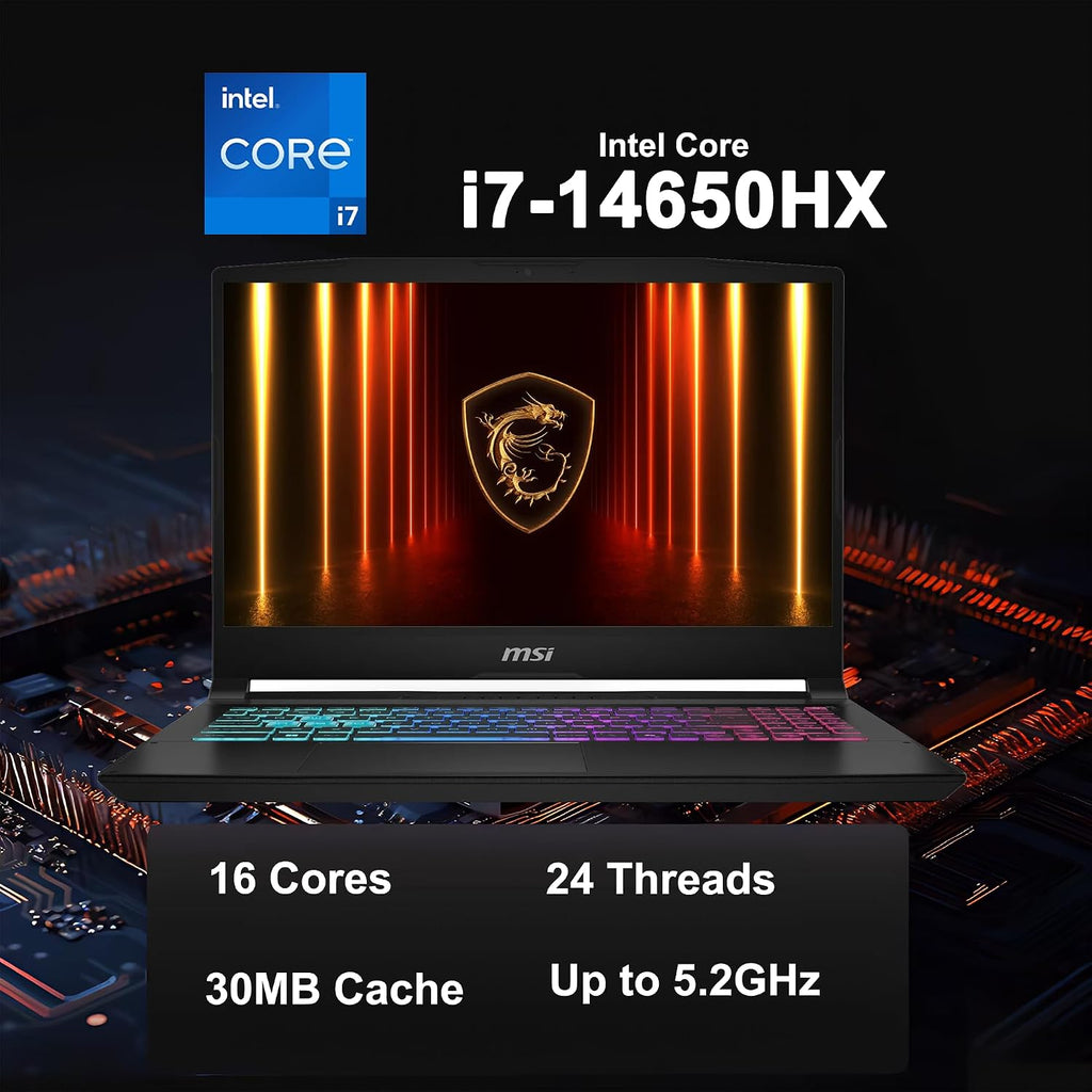 msi Katana 15 HX Gaming Laptop 15.6' QHD IPS 165Hz (100% DCI-P3) Intel 16-core i7-14650HX (>i9-12900H) 32GB DDR5 1TB SSD GeForce RTX 5070 DLSS4 (Up to 798 AI Tops) RGB Backlit Type-C Win11Pro ICP Hub