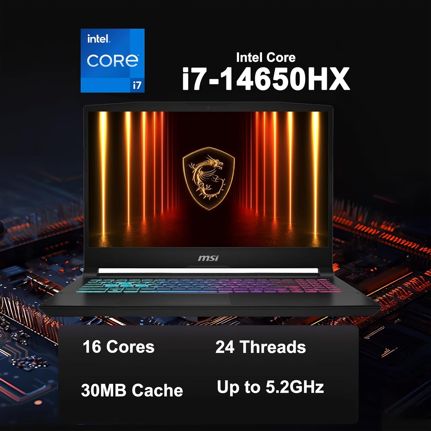 MSI Katana 15 HX Gaming Laptop 15.6' QHD 165Hz (100% DCI-P3) Intel 16-core i7-14650HX (Beats i9-12900H) 32GB RAM 1TB SSD GeForce RTX 5070 DLSS4 (Up to 798 AI TOPS) RGB Backlit USB-C Win11Pro w/ICP Hub