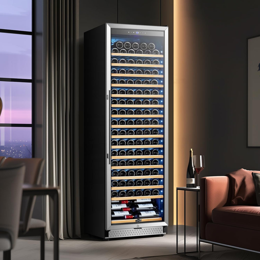 Tylza Wine Fridge 24 Inch, 189 Bottles Large Wine Cooler Refrigerator, Built-in or Freestanding Tall Wine Cooler with Upgraded Compressor, Low Noise, Fast Cooling and Intelligent Temperature Memory