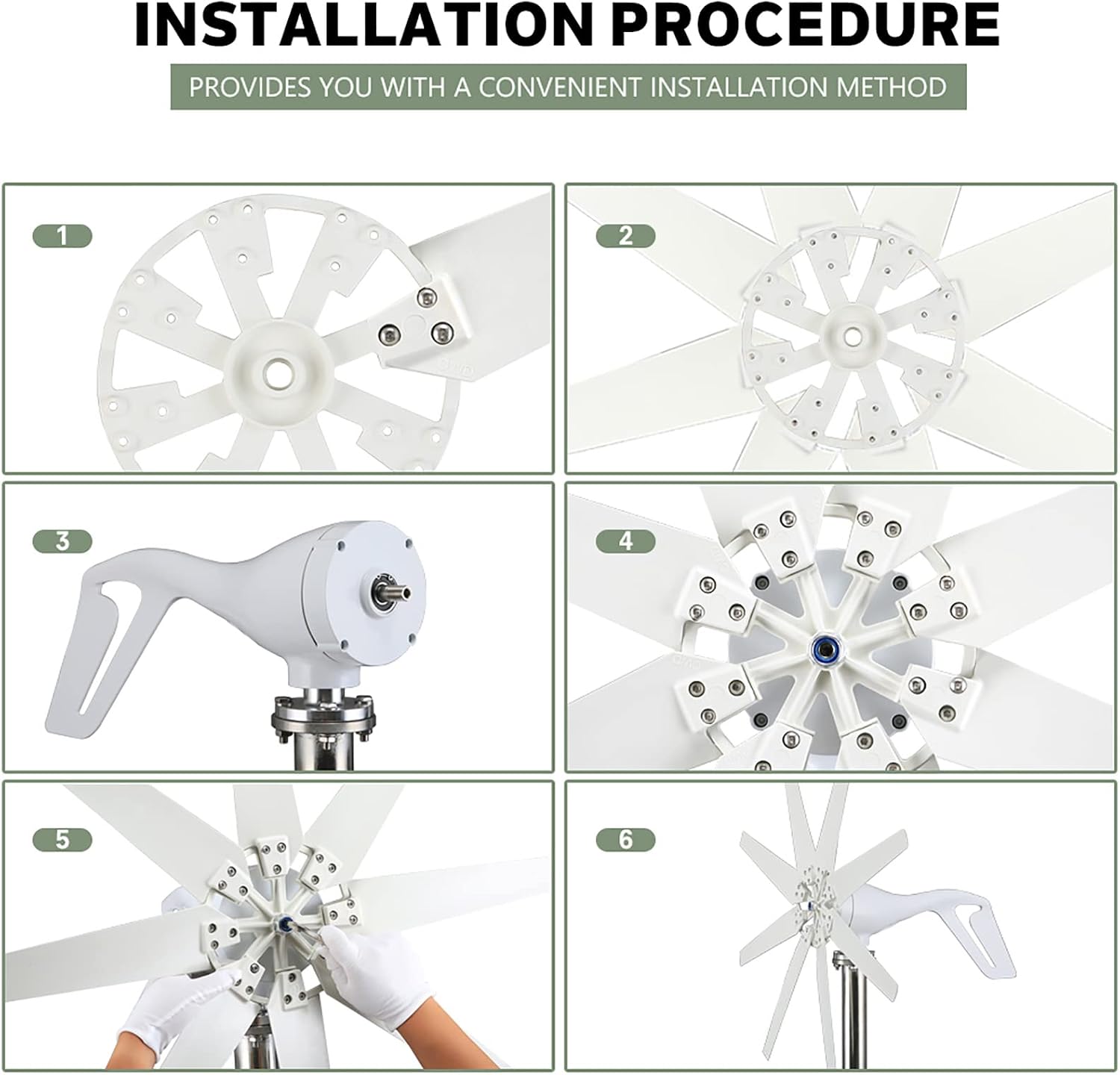 3000W-6000W Wind Turbine Generator, 110V/220V 8 Blades Alternator Three-Phase Vertical Axis Windmill with Mppt Controller