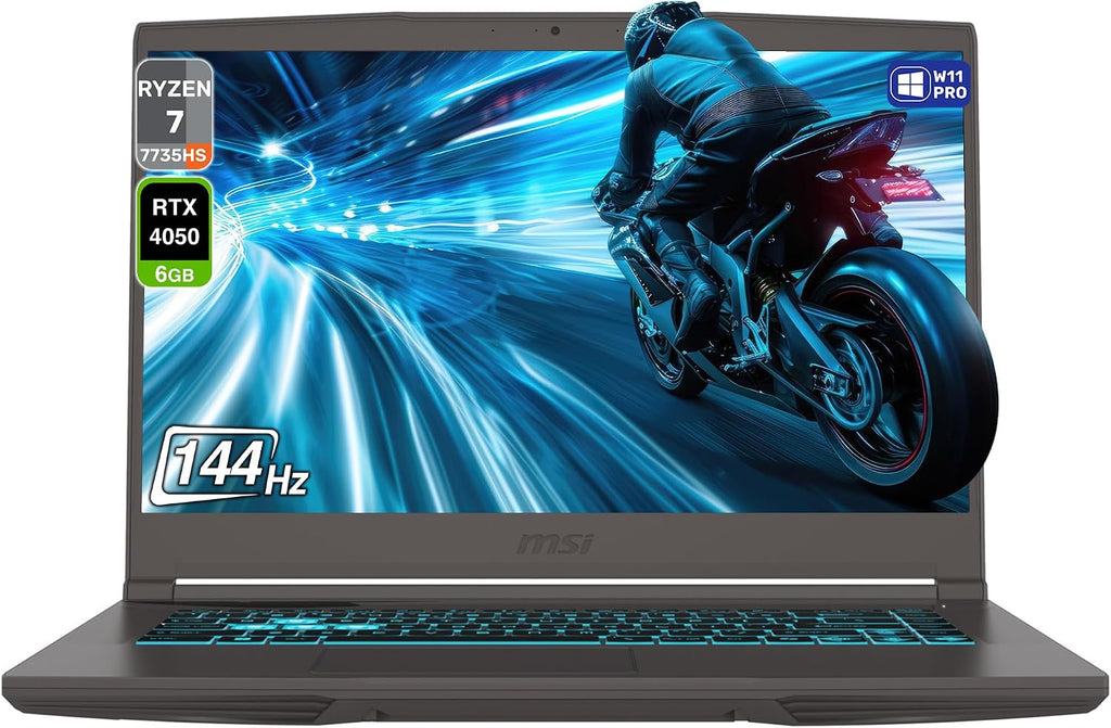 msi Thin A15 Thin Gaming Laptop, AMD Ryzen 7-7735HS, 64 GB DDR5 RAM, 1 TB PCIe SSD, 15.6' Full HD (1920x1080) Display, Nvidia G-Force RTX 4050, Backlit Keyboard, W11 Pro, Cosmos Gray