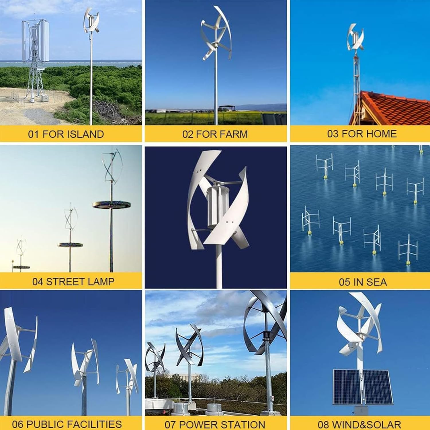 3000W Wind Turbine Generator Vertical Axis Wind Turbine Teaching Model 12V 24V 48V High Efficiency 3 Blades Turbine Generator Kit for Home Farm Street Use,24V