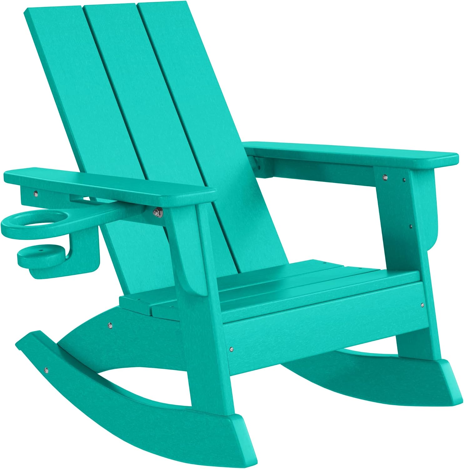 WestinTrends Ashore Outdoor HDPE Plastic Preschool Toddler Modern Adirondack Rocking Chairs (Set of 2), Turquoise