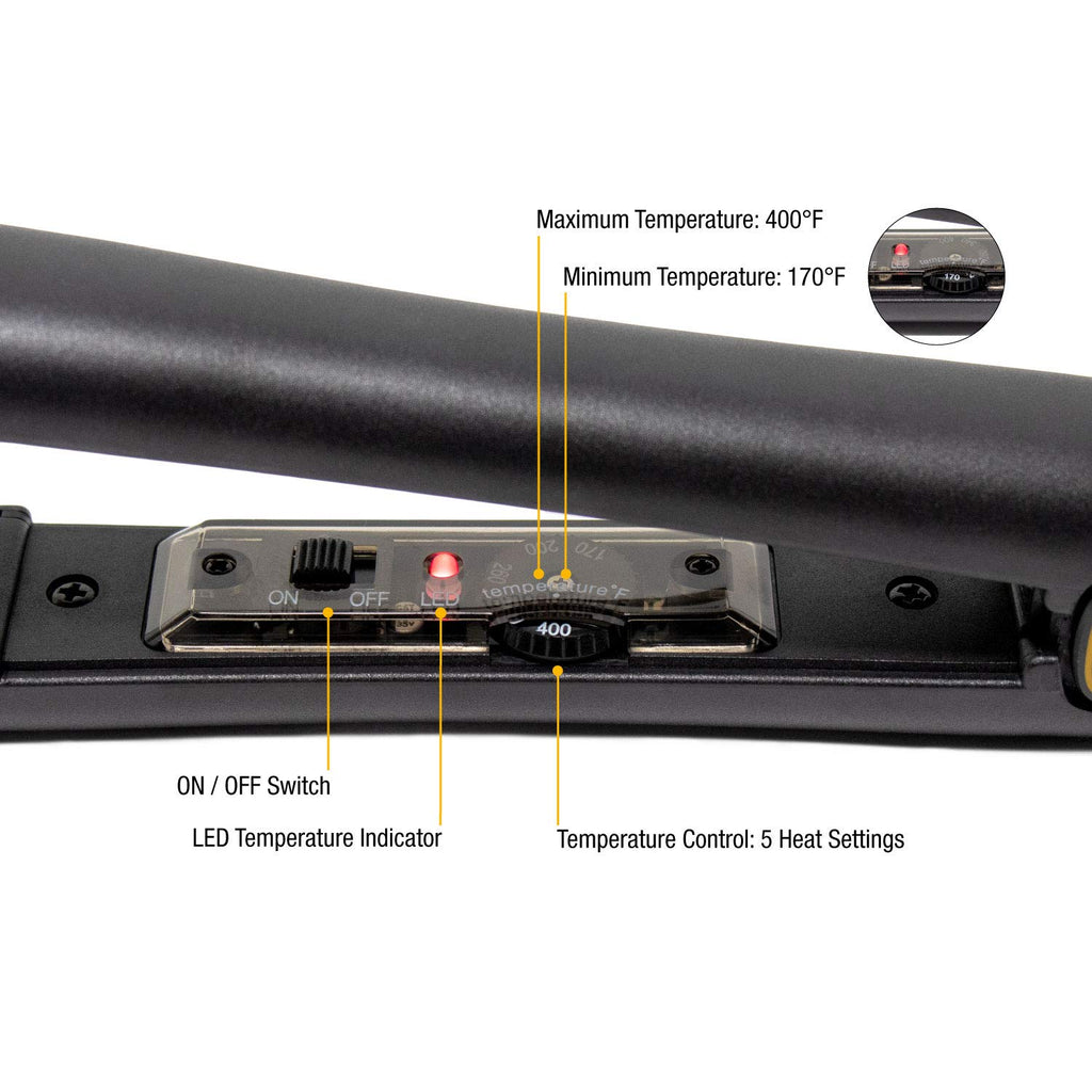 Original Medium Flat Iron, 1 inch, Black - Ceramic Floating Plates for Smooth, Shiny, Frizz-Free Hair - 1 Year Warranty, Made in Korea