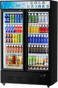 40 Cu.ft. Commercial Beverage Refrigerators, 47.83''Glass Door Refrigerator Upright Display Cooler with Soft LED Light and Adjustable Shelves for Stores