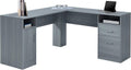Techni Mobili Functional L-Shaped Computer Desk with storage, L is ⁠59.5' wide x 59.5' Long, Grey