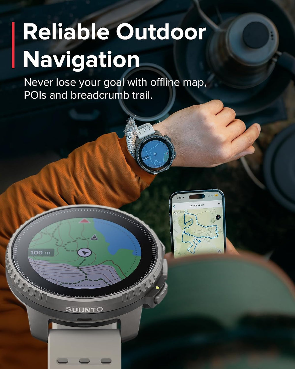 SUUNTO Vertical GPS Adventure Watch, Activity Tracker w/Dual-Band GNSS & Offline Maps, Supports 95+ Sports, Training Metrics & Recovery Insights, Solar Charging Opt. for 1yr Daily Use