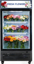 Commercial Flower Beverage Refrigerator Floral Display Fridge,Glass Door Drink Cooler with LED Light Adjustable Shelves,ETL Sanitation,Wheels Included,16.5Cu Ft,68.9''High
