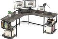 Teraves Modern L Shaped Desk with Shelves,64.84' Gaming Computer Desk for Home Office,Corner Desk with Desktop (Black Oak+Black Frame, Large+4 Tier Shelves)