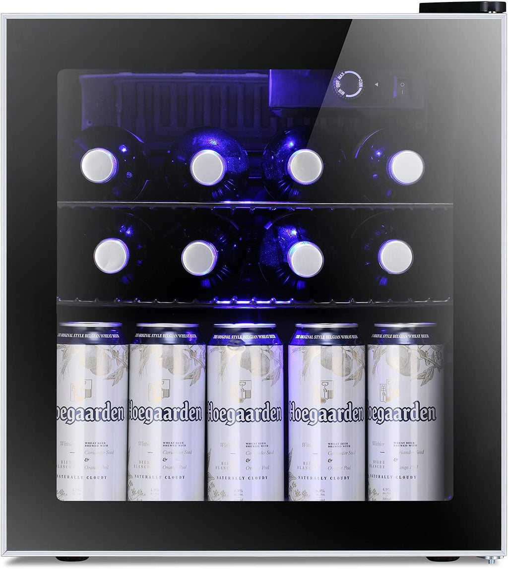 Antarctic Star Mini Fridge Cooler - 60 Can Beverage Refrigerator Glass Door for Beer Soda Wine – Glass Door Small Drink Dispenser Clear Front Removable for Home, Office Bar (1.6cu.ft)