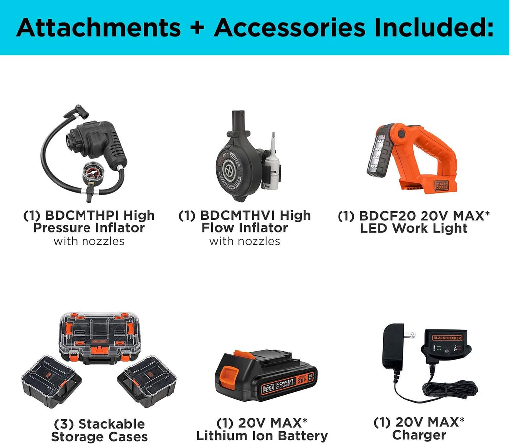 BLACK+DECKER MATRIX 20V MAX Power Tool Kit, Includes Cordless Drill, 8 Attachments and Storage Case (BDCDMT1208KITC1)