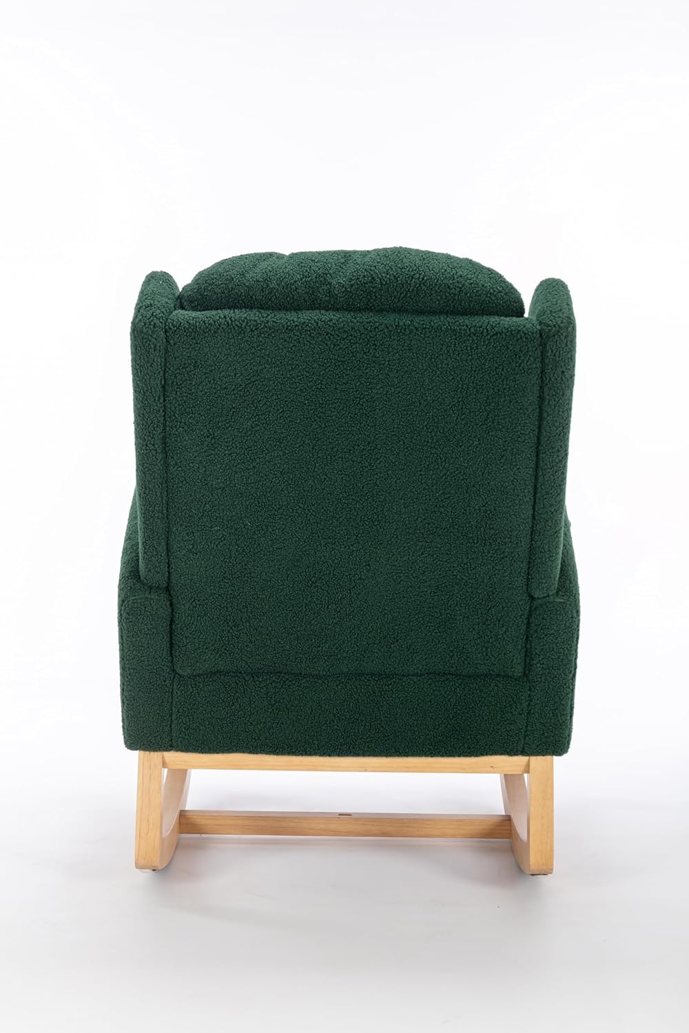 Nursery Glider Chair - Wingback Teddy Upholstered Rocking Chair with High Backrest, Ergonomic Rocker Chair for Breastfeeding & Baby Room, Modern Accent Armchair for Living Room & Bedroom, Green