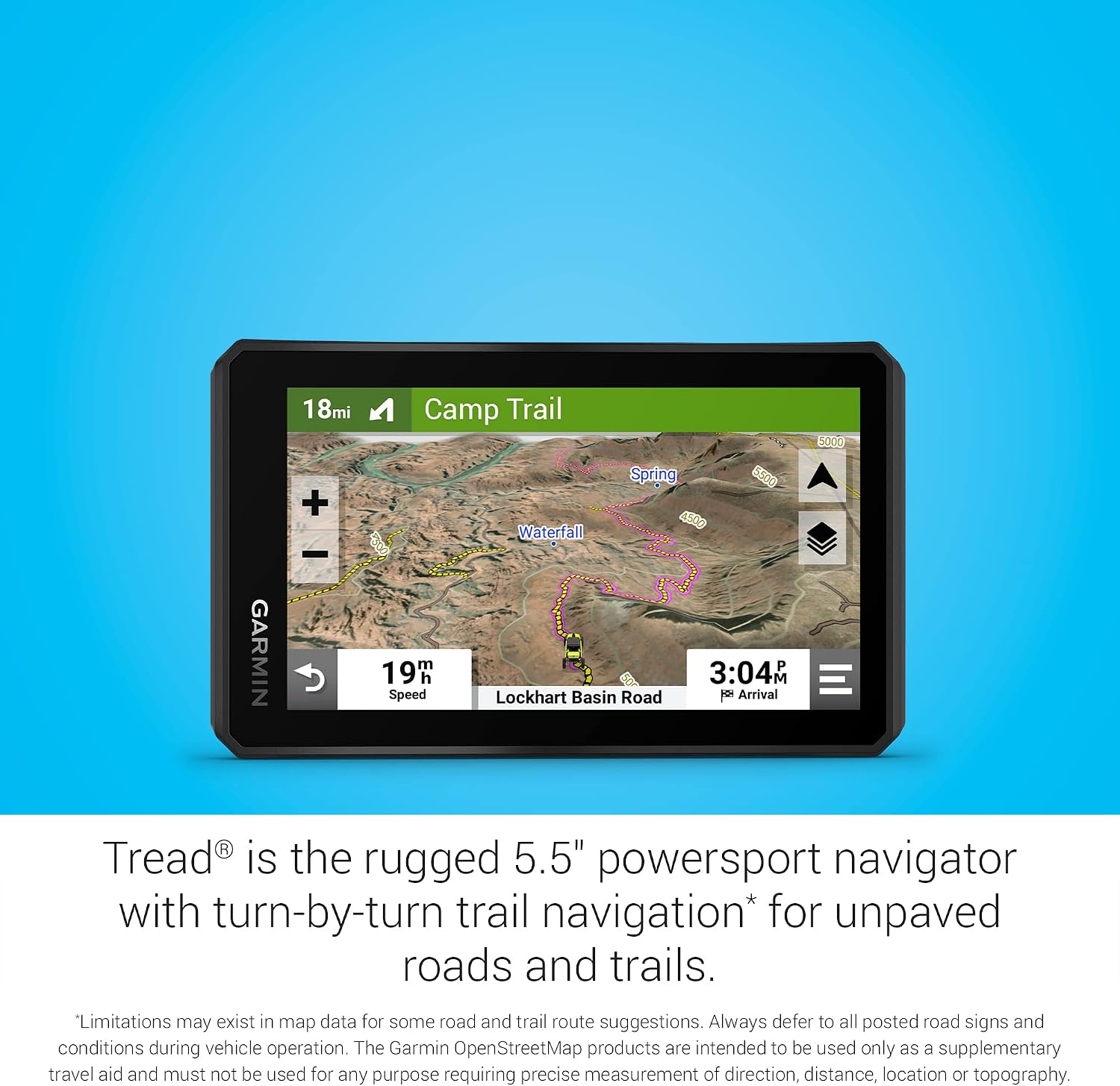 Garmin Tread Powersport Off-Road Navigator, Includes Topographic Mapping, Private and Public Land Info and More, 5.5' Display