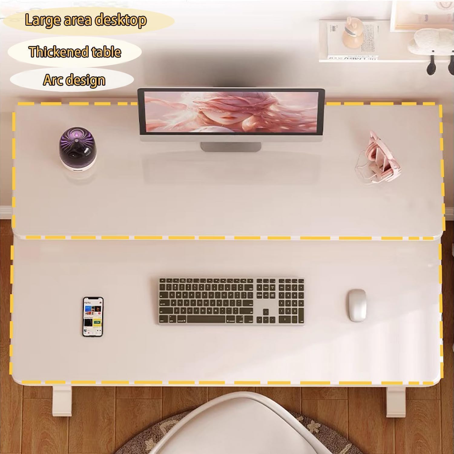 31.5 Inch Compact Rolling Computer Desk with Tier Worktable & Lockable Wheels, Small Computer Desk, Small Desk for Bedroom, Mobile Writing Workstation Easy Assembly for Home Office Small Spaces