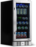 NewAir 96 Can Built-In Beverage Refrigerator | 15' Small Mini Fridge for Bedroom, Home Bar or Office | Quiet Cooling & Precise Temperature Control | Stainless Steel