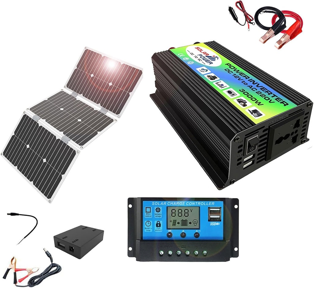 3000W Off-Grid Solar Panel Kit with 60W Monocrystalline Panel & 30A PWM Charge Controller for RV, Outdoor, and Home Use(110V)(220V)
